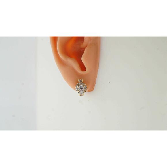 18k Yellow Gold Estate Halo CZ Earrings - Appraised $1150, 4.00g